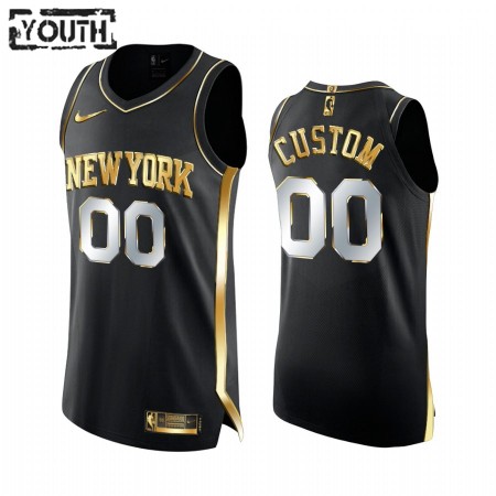 Maillot Basket New York Knicks Personnalisé 2020-21 Noir Golden Edition Swingman - Enfant